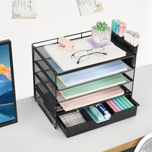 LEKETREE Desk Organizer and Accessories, 5-Tier Paper Letter Tray