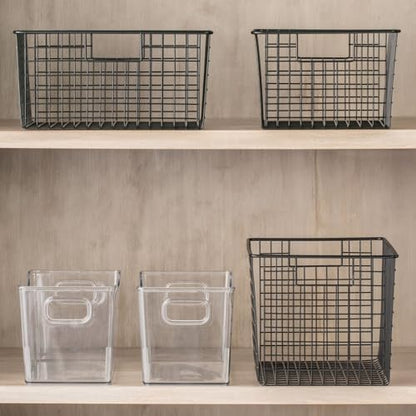 mDesign Deep Plastic Office Storage Bins with Handles for Organization