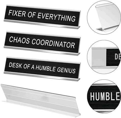3 Pcs Funny Desk Signs for Office, Novelty Nameplates,10" x 2",Black
