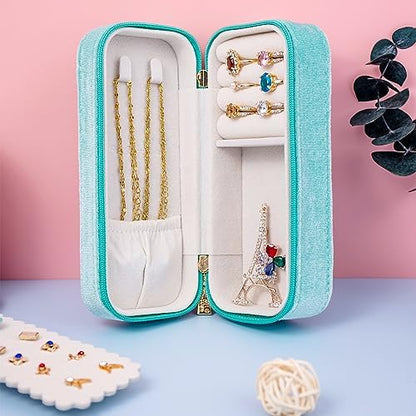 BONNY DODO Small Travel Jewelry Box Organizer for Women with Plush