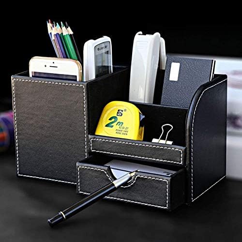 KINGFOM Desk Organizer Office Supplies Caddy Pu Leather Multi-function