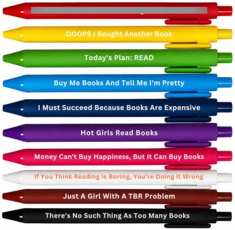 10PC Cute Book Themed Reading Pen Set Ballpoint Writing Pens Booktok