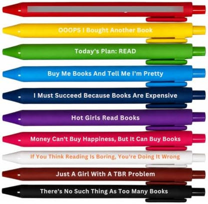 10PC Cute Book Themed Reading Pen Set Ballpoint Writing Pens Booktok