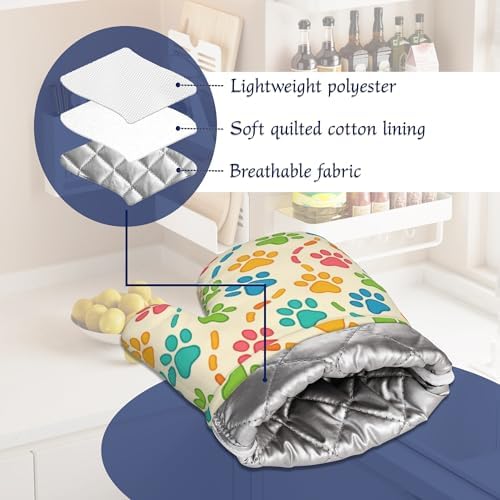 Cat Dog Paw Prints Oven Mitts and Pot Holders Colourful Footprint