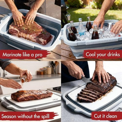 KITCHEN PERFECTION Collapsible XL Smoker & BBQ Prep Tub with Locking