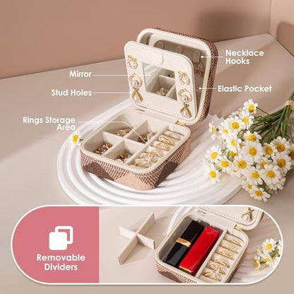 Geometric Diamond Jewelry Box, Argyle Classic Retro Jewelry Travel