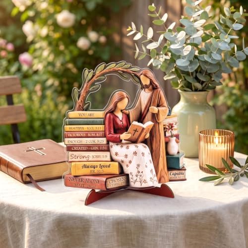 Religious Gifts for Women, God Says I Am Bible Verse Desk Decor for