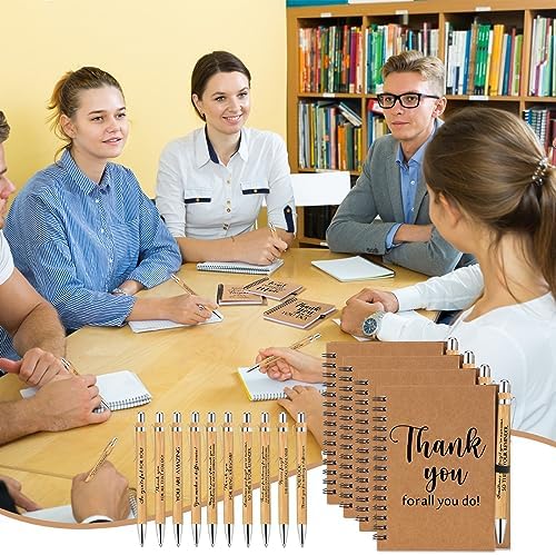 Honoson 40 Sets Inspirational Spiral Notebooks with Bamboo Pens