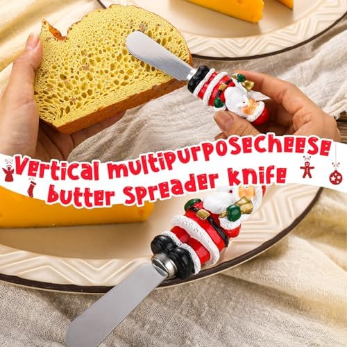 Lasnten 8 Pcs Christmas Themed Cheese Butter Spreaders Knives Holiday