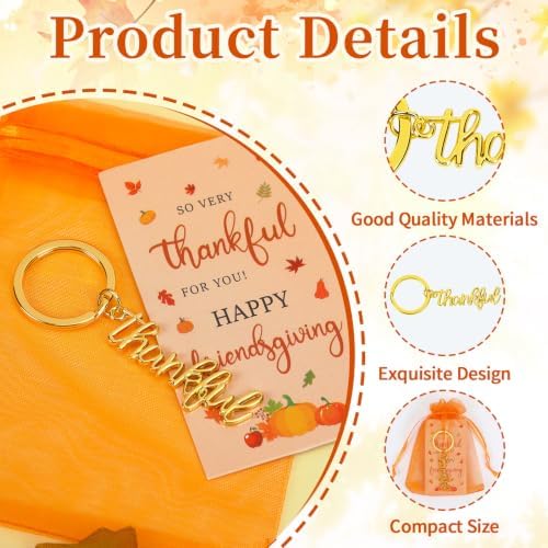 12 Pcs Fall Thanksgiving Gold Keychains Thank You Gifts Bulk