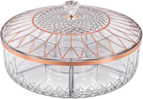 Clear Divided Candy and Snack Serving Tray with Lid, 6 Compartments