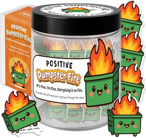 Emotional Supports Dumpster Fire Jar, 60 Positive Affirmation Cards
