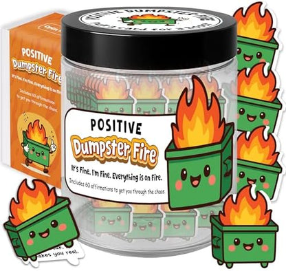 Emotional Supports Dumpster Fire Jar, 60 Positive Affirmation Cards
