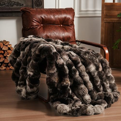 BENVWE Fluffy Faux Fur Throw Blanket for Couch, Soft Plush Thick Cozy