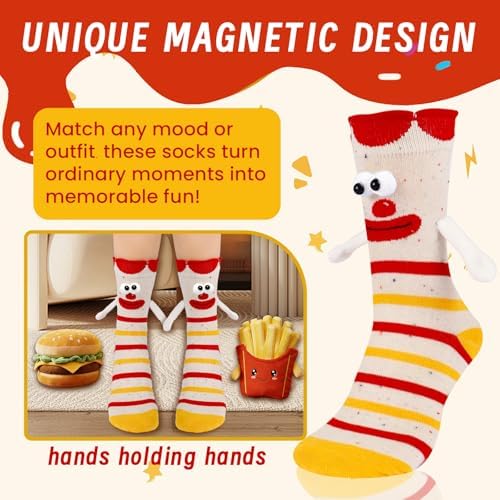 Magnetic Novelty Socks - 4 Pairs of Hands Holding Hands Silly Socks
