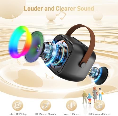 Mini Karaoke Machine,Portable Bluetooth Speaker with 2 Wireless