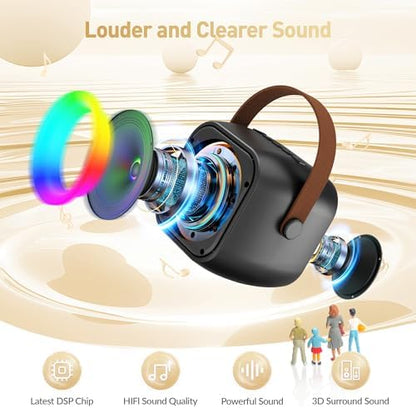 Mini Karaoke Machine,Portable Bluetooth Speaker with 2 Wireless