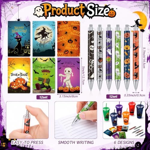 LemonRoad 36 Pcs Halloween Party Favors Set 12 Tumblers12 Pens 12