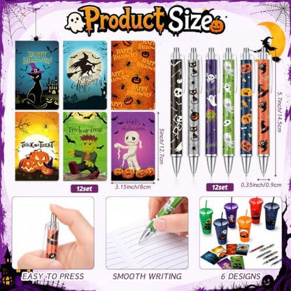 LemonRoad 36 Pcs Halloween Party Favors Set 12 Tumblers12 Pens 12