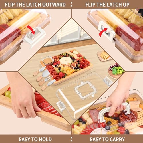 CAWIU Portable Charcuterie Board with Lid, Travel Cheese Board & Snack