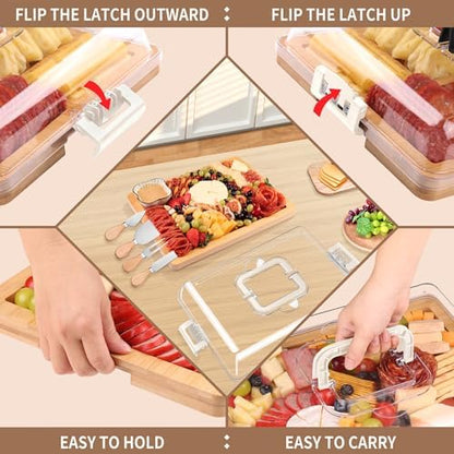 CAWIU Portable Charcuterie Board with Lid, Travel Cheese Board & Snack