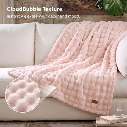 Bedsure Cloud Bubble Throw Blanket, Christmas Decor Gifts, Pink