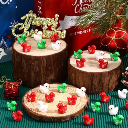 100 Pack Mini Christmas Resin Ducks Resin Figurines Party Favors