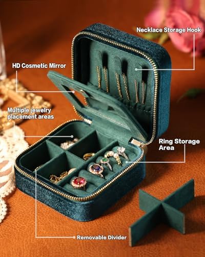 Travel Jewelry Case – Navy Blue Velvet Organizer Adjustable