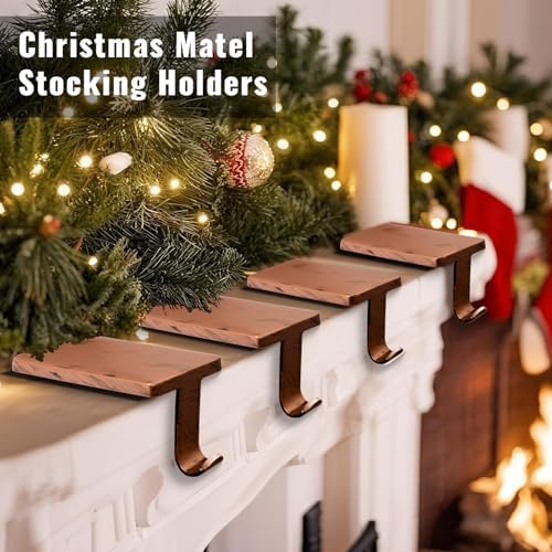 Stocking Holders for Mantle - Set 4, Weighted Metal - Christmas