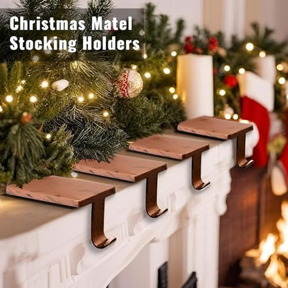 Stocking Holders for Mantle - Set 4, Weighted Metal - Christmas
