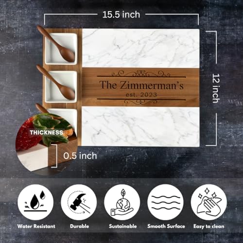 Personalized Charcuterie Board Set, Custom Engraved Marble Cheese