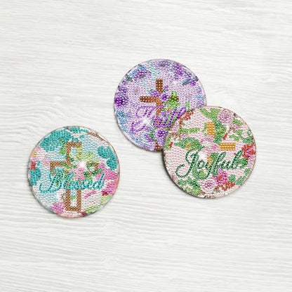 Diamond Painting Art Coaster Kit - 8 PCS Cross Christian Diamond Art