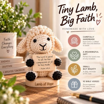 Lamb of Hope Crochet with 92 Bible Verse Signs - Christian Gifts for