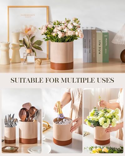 MALACASA Utensil Holder, 7.3"+5.5" Ceramic Kitchen Utensil Holder for