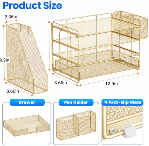 OPNICE Desk Organizers and Accessories, 4-Tier Desktop File Organizer