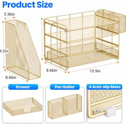 OPNICE Desk Organizers and Accessories, 4-Tier Desktop File Organizer