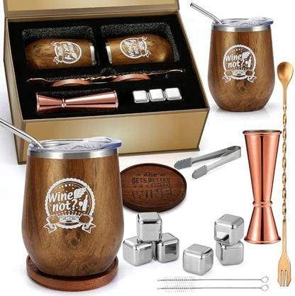 Wine Tumblers Set for Couples - Unique Christmas, Wedding, and