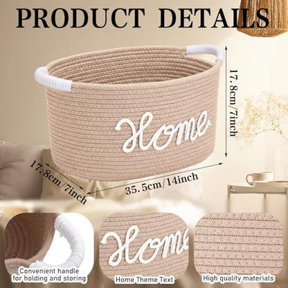 Meanplan House Warming New Home Gift Basket,Cotton Rope, Pink