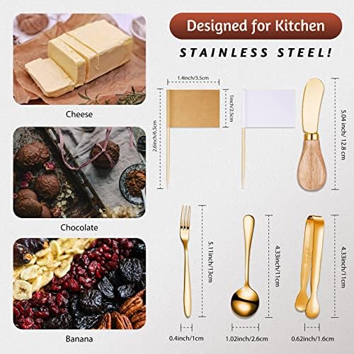 Patelai 34 Pieces Gold Charcuterie Accessories