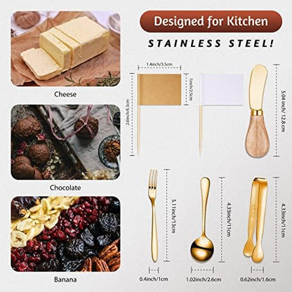 Patelai 34 Pieces Gold Charcuterie Accessories