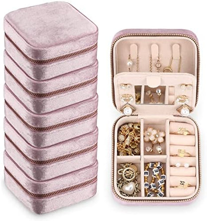 Yinkin 6 Pcs Travel Jewelry Case Portable Bridesmaid Gift Box Velvet