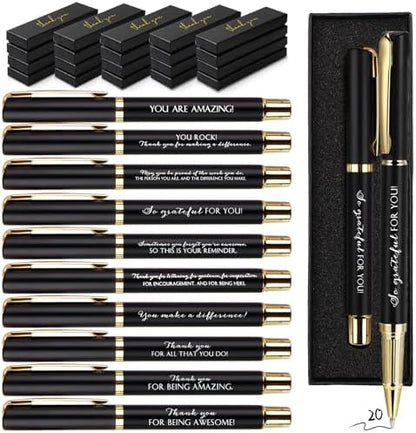 PerKoop 20 Sets Thank You Gifts Bulk Inspirational Ballpoint Pen with