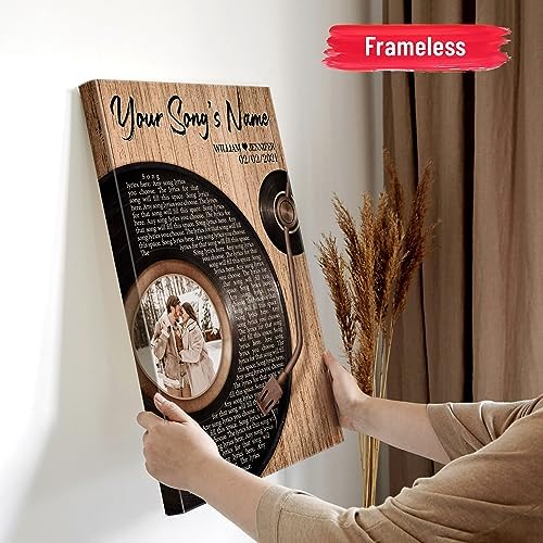 H-DEWALL Personalized Song Lyrics Brown Framed Canvas, Romantic