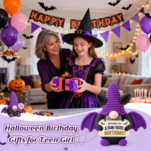 Halloween Birthday Gifts for Women Boo Basket Stuffer Crochet Bat