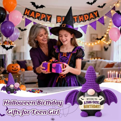 Halloween Birthday Gifts for Women Boo Basket Stuffer Crochet Bat