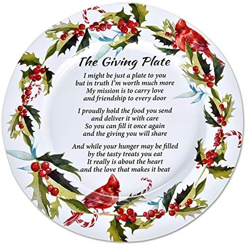 Gift Boutique Set of 4 Christmas Giving Plate with Poem Metal Tin 13”