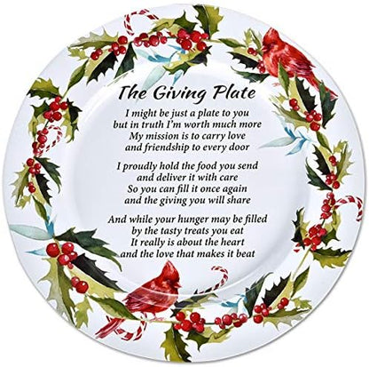Gift Boutique Set of 4 Christmas Giving Plate with Poem Metal Tin 13”