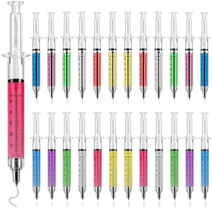 24Pcs Syringe Pens, 12 Colors Macaron Retractable Fun Nurse Pens Bulk