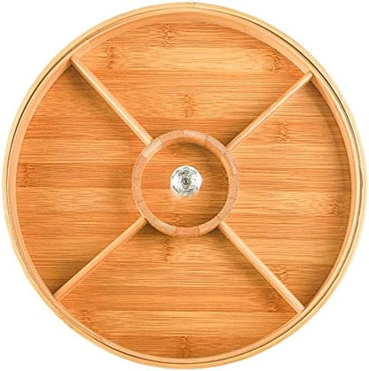 Hedume Bamboo Nuts Storage Platter Tray, Food Serving Tray with 5