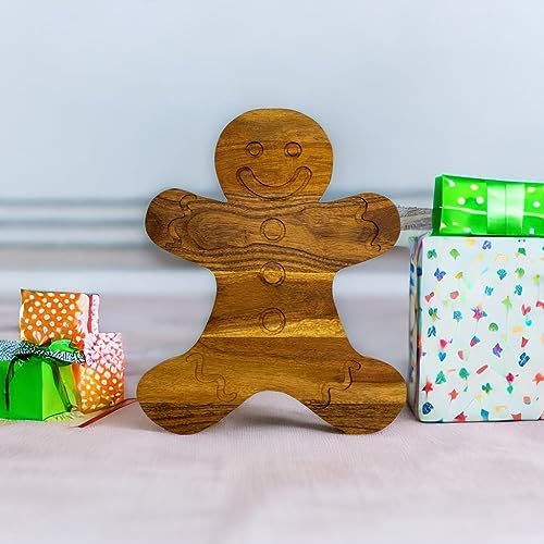 Wood Cutting Board for Kitchen Christmas Gingerbread Shaped Wooden